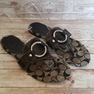 Coach "Rita" Black Leather Thong size 8.5